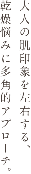 大人の肌印象を左右する、乾燥悩みに多角的アプローチ。